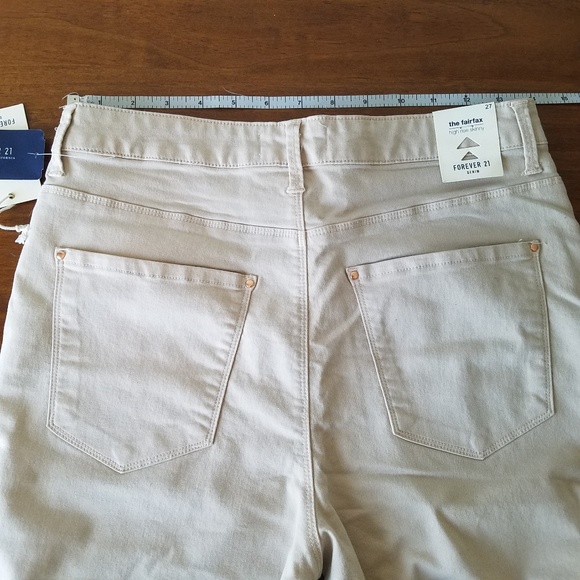 NWT Forever 21 High Waisted Khaki Skinny Jeans - Picture 3 of 6
